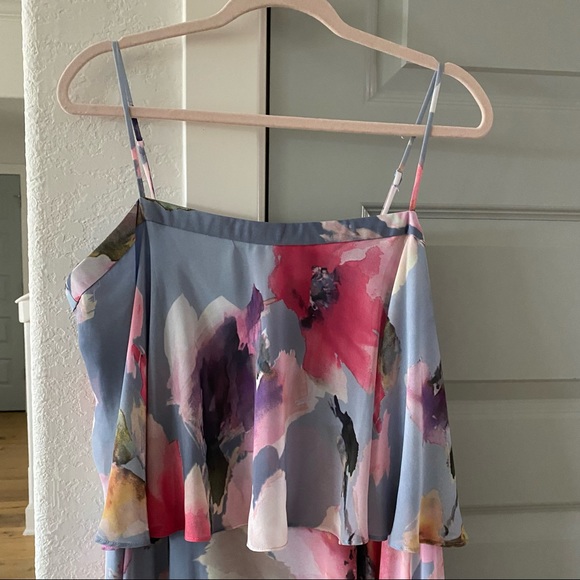 New Aidan Mattox Floral Tiered Square Neck Maxi Dress - Picture 4 of 7